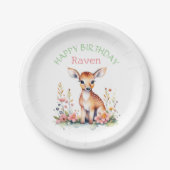 Personalisiertes Baby Deer in Blume Mädchen zum Ge Pappteller (Vorderseite)