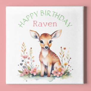 Personalisiertes Baby Deer in Blume Mädchen zum Ge Poster