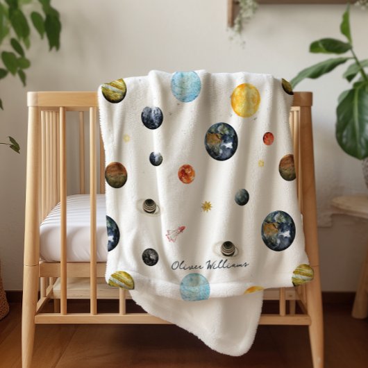 Personalisiertes Baby des Planeten-Sonnensystems Sherpadecke