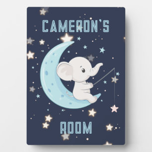 Personalisiertes Baby-Elefant-Fischen-4-Sterne-Sch Fotoplatte
