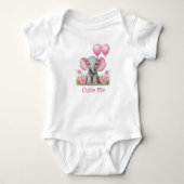 Personalisiertes Baby Elephant Pink Baby Duschgesc Baby Strampler (Vorderseite)
