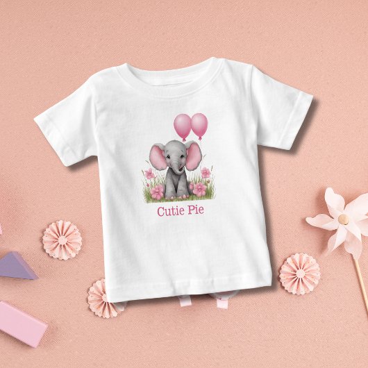 Personalisiertes Baby Elephant Pink Baby Duschgesc Baby T-shirt