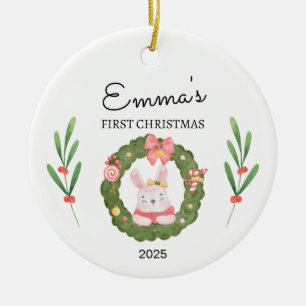 Personalisiertes Baby erstes Weihnachten, Hasenges Keramik Ornament