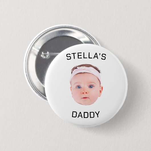 Personalisiertes Baby Face Foto Vater Geschenk Button (Vorne & Hinten)