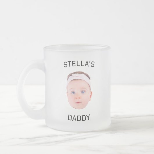 Personalisiertes Baby Face Foto Vater Geschenk Mattglastasse (Links)