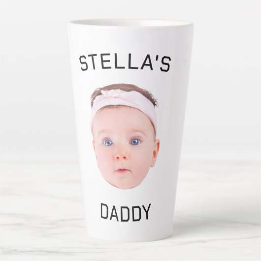 Personalisiertes Baby Face Foto Vater Geschenk Milchtasse (Vorderseite)