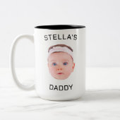 Personalisiertes Baby Face Foto Vater Geschenk Zweifarbige Tasse (Links)