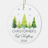 Personalisiertes Baby First Christmas festliche Tr Keramik Ornament (Links)
