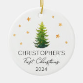 Personalisiertes Baby First Christmas festliche Tr Keramik Ornament (Vorne)