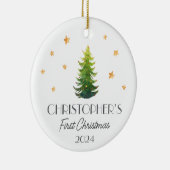 Personalisiertes Baby First Christmas festlicher B Keramik Ornament (Rechts)