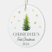Personalisiertes Baby First Christmas festlicher B Keramik Ornament (Links)