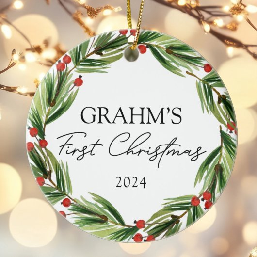 Personalisiertes Baby First Christmas Weihnachtsfe Keramik Ornament
