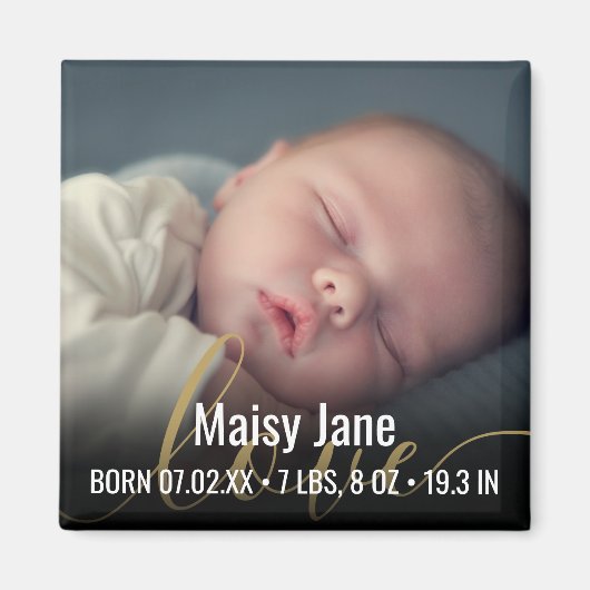 Personalisiertes Baby-Foto Geburtsstunde Magnet (Vorne)