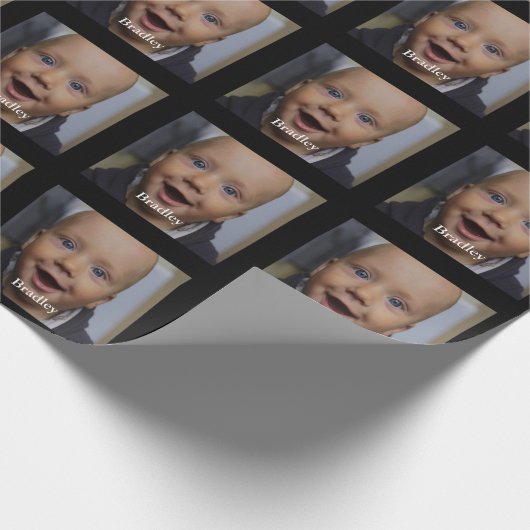 Personalisiertes Baby-Foto Geschenkpapier (Ecke)