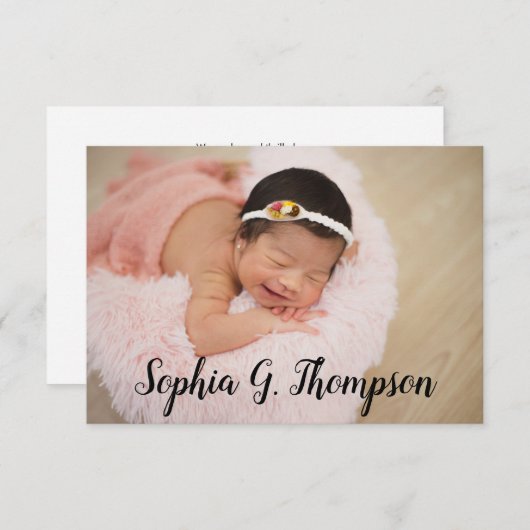 Personalisiertes Baby Foto Kindernahrskript Ankündigung (Vorne/Hinten)