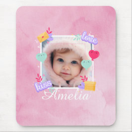 Personalisiertes Baby-Foto - Liebe, Kuss und Herz Mousepad
