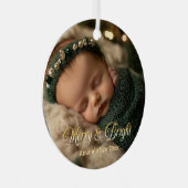Personalisiertes Baby Foto Merry & Bright Ornament Aus Metall (Vorderseite Rechts)