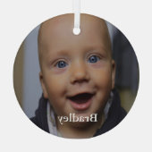 Personalisiertes Baby-Foto Ornament Aus Glas (Rückseite)