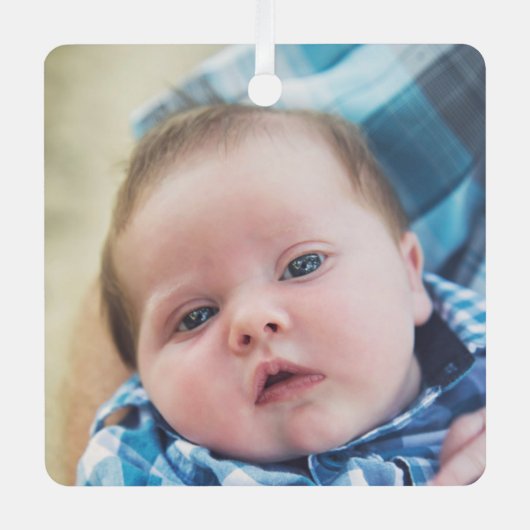 Personalisiertes Baby-Foto Ornament Aus Metall (Vorderseite)