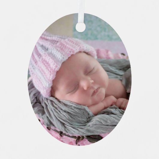 Personalisiertes Baby Foto Rosa Schneeflocke Ornament Aus Metall (Vorderseite)
