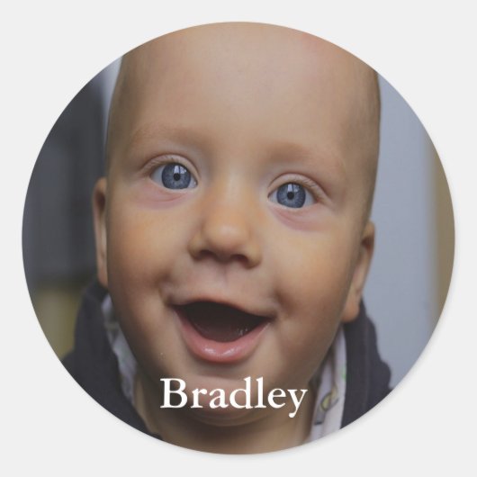 Personalisiertes Baby-Foto Runder Aufkleber (Vorderseite)