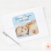 Personalisiertes Baby Foto Sticker Blue Heart Stri (Umschlag)
