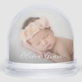Personalisiertes Baby-Foto und Geburtsstunde Schneekugeln (Vorderseite)