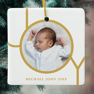 Personalisiertes Baby-Foto Weihnachten Keramikornament