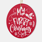 Personalisiertes Baby-Foto zum ersten Weihnachten Keramik Ornament (Links)