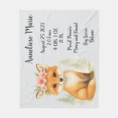 Personalisiertes Baby Fox Birth Stats Girls' Kinde Fleecedecke (Vorderseite)