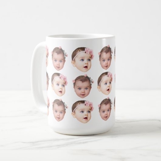 Personalisiertes Baby Gesicht 2 Fotos Niedlich Kaf Kaffeetasse (Vorderseite Links)