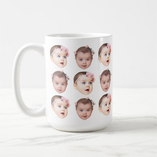 Personalisiertes Baby Gesicht 2 Fotos Niedlich Kaf Kaffeetasse (Links)