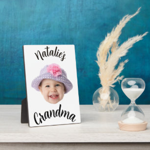 Personalisiertes Baby-Gesichtsfoto Namens-Oma-Gesc Fotoplatte