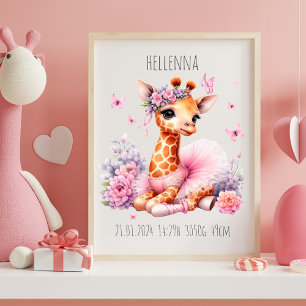 Personalisiertes Baby-Giraffen-Ballett-Plakat Poster