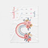 Personalisiertes Baby Girl Milestone Blauer Regenb Fleecedecke (Vorderseite)