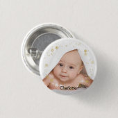 Personalisiertes Baby in einem Snowflake-Rahmen Button (Vorne & Hinten)