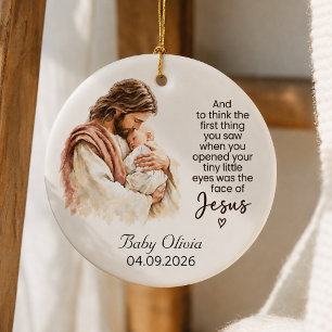 Personalisiertes Baby Jesus Erstes Weihnachten Rel Keramik Ornament