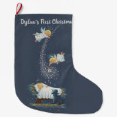 Personalisiertes Baby Jesus in der Krippe mit Großer Weihnachtsstrumpf (Vorderseite)