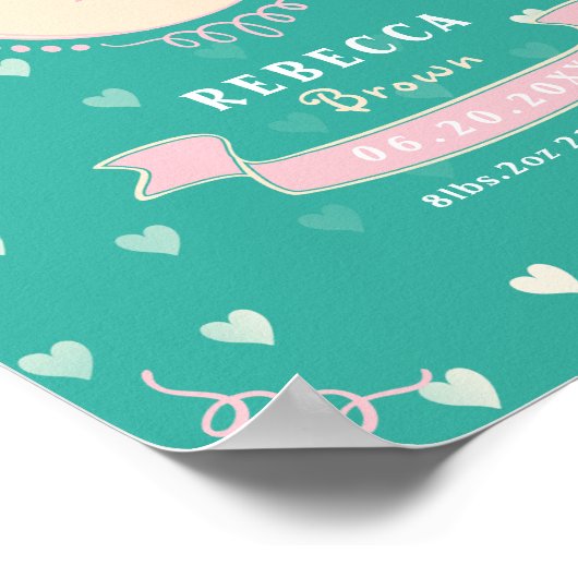 Personalisiertes Baby-Keepsakes Monogramm Poster (Ecke)