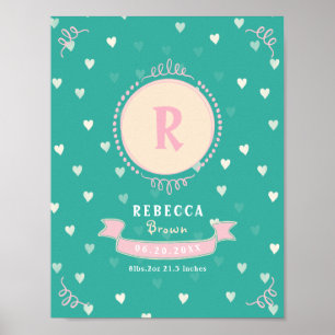 Personalisiertes Baby-Keepsakes Monogramm Poster