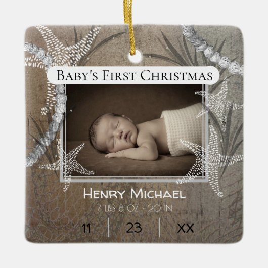 Personalisiertes Baby Keramikornament (Vorderseite)