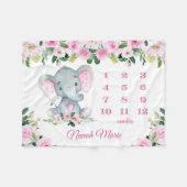 Personalisiertes Baby Mädchen Elephant Milestone N Fleecedecke (Vorderseite (Horizontal))