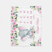 Personalisiertes Baby Mädchen Elephant Milestone N Fleecedecke (Vorderseite)