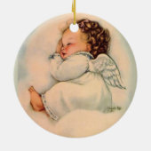 Personalisiertes Baby-Mädchen-Engels-Schlafen Keramik Ornament (Hinten)