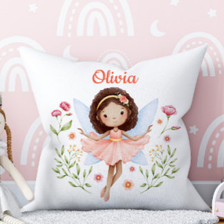 Personalisiertes Baby-Mädchen-Kissen mit Feenmotiv Kissen