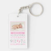 Personalisiertes Baby-Mädchen-Rosa-grauer Schlüsselanhänger (Rückseite)