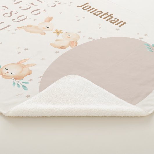 Personalisiertes Baby-Meilenstein-Kaninchen-Geschl Sherpadecke (3/4)