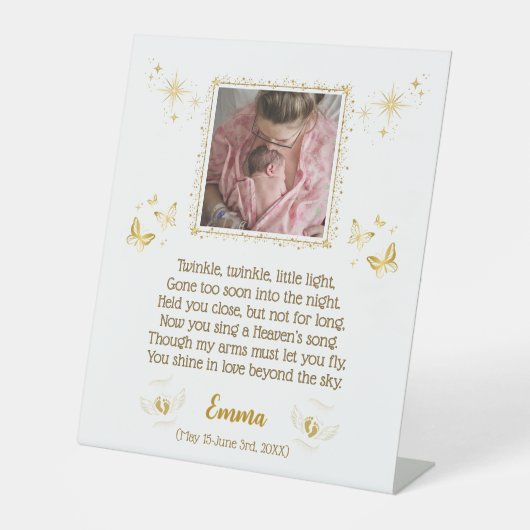 Personalisiertes Baby Memorial Pedestal-Zeichen Sockelschild (Vorderseite)