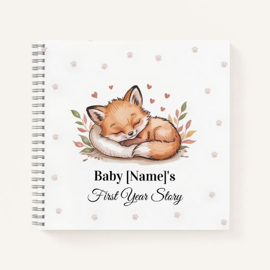 Personalisiertes Baby Memory Book - Fox Notizblock (Vorderseite)