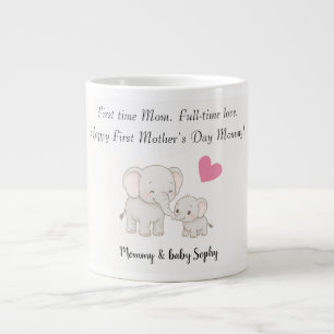 Personalisiertes Baby & Mutter Elefant mit Herz - Jumbo-Tasse